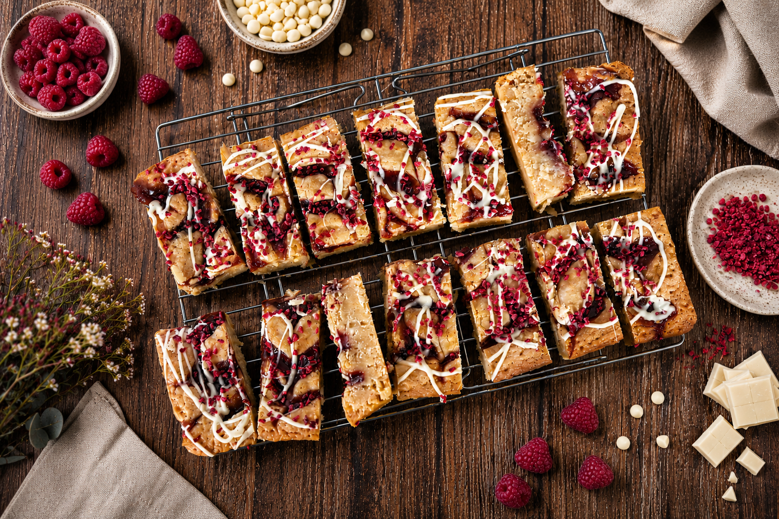 Raspberry & White Chocolate Blondie